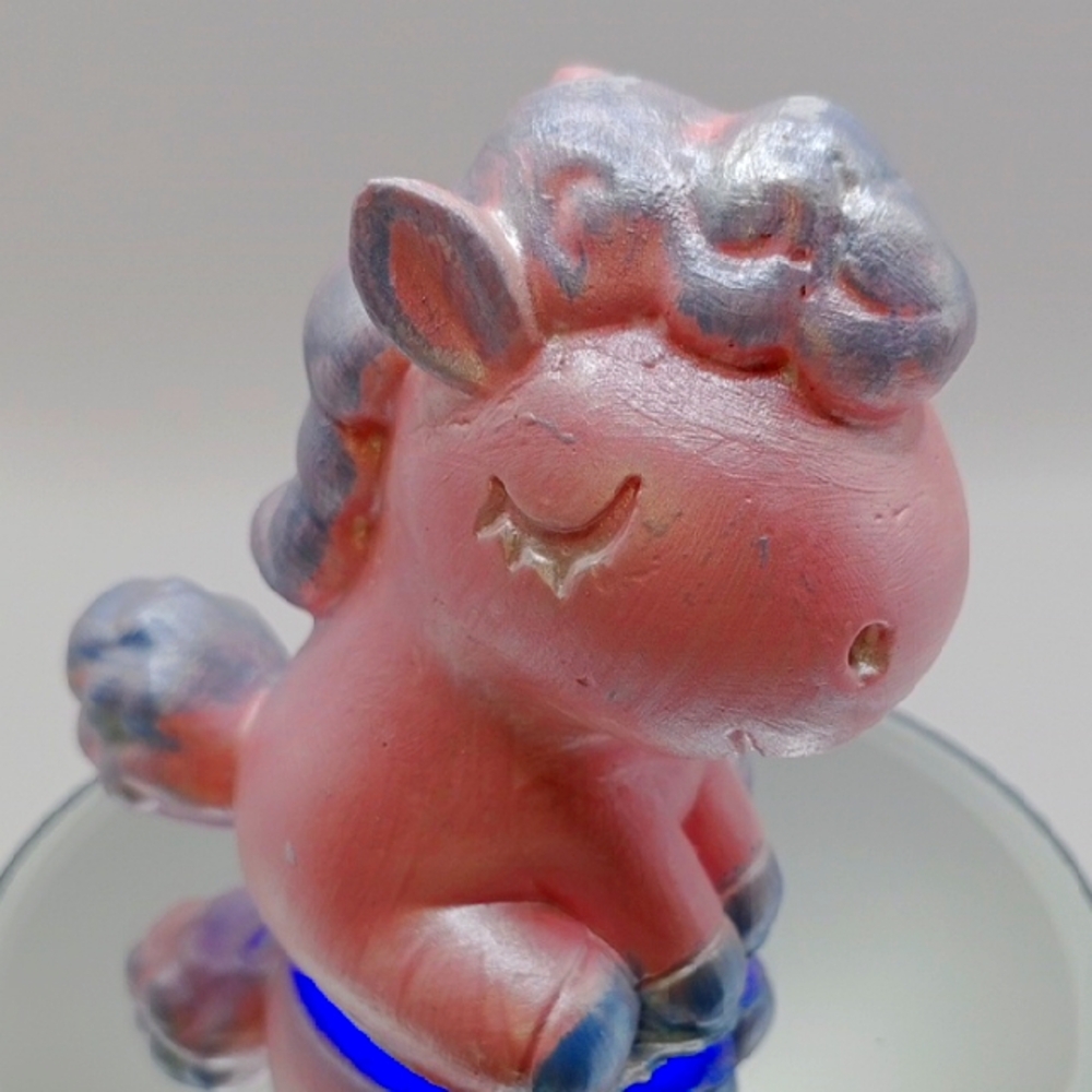 NEW Hand Made 💕 Pink and Blue Fantasy Sculpture with Cloud-Like Mane
